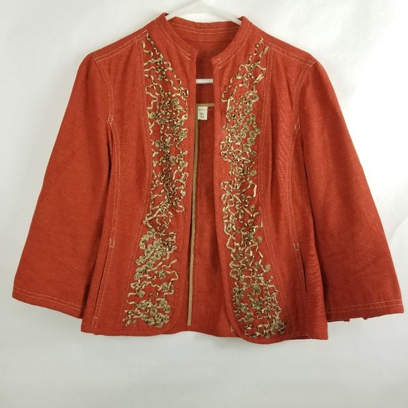 Coldwater Creek Jackets & Blazers - Coldwater Creek Open Front Dress Jacket Size P10 Burnt Orange